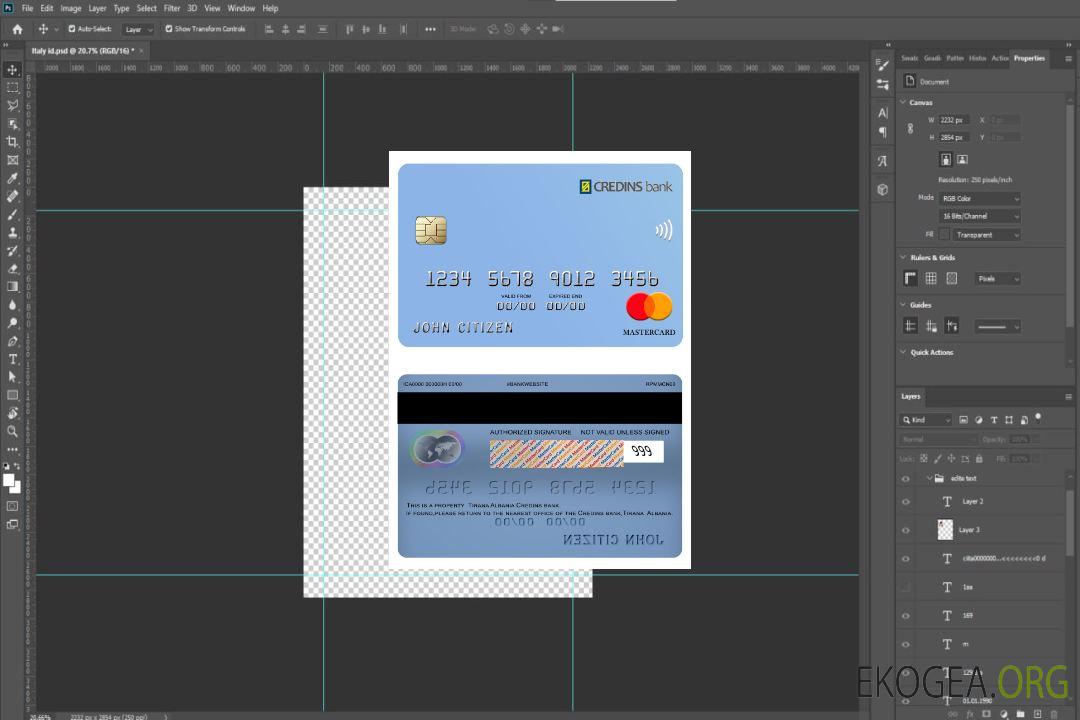 Carte Mastercard de la banque Credins d'Albanie template Carte Mastercard de la banque Credins d'Albanie template